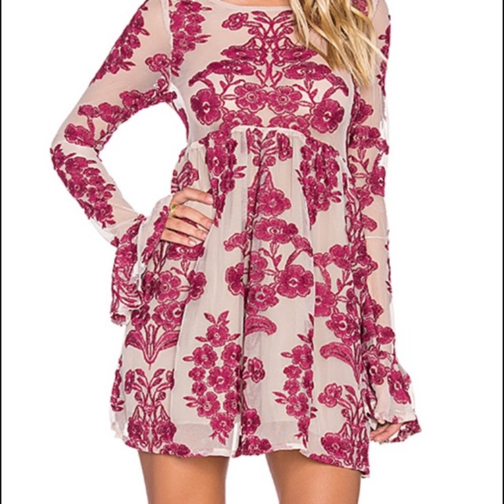 Elegant Floral Pink Dress